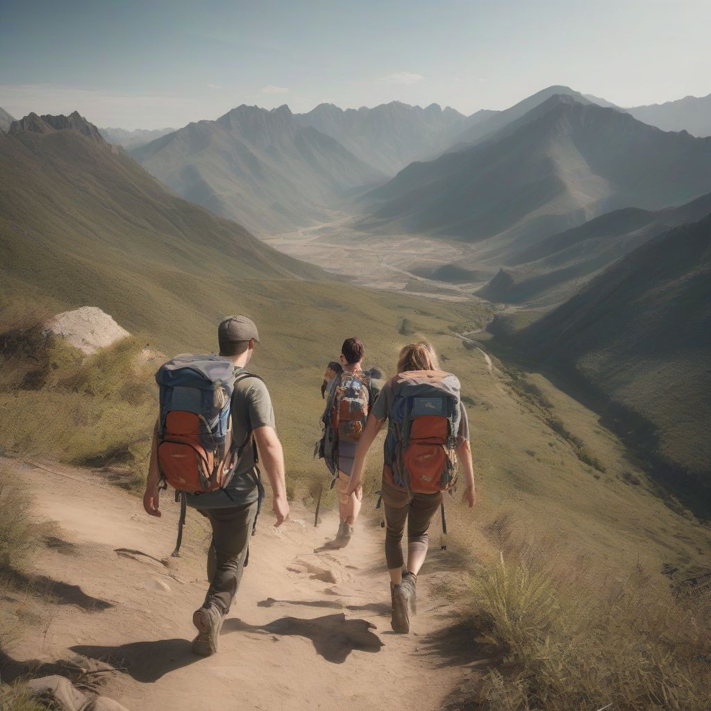 Couple Hiking on Mountain Range